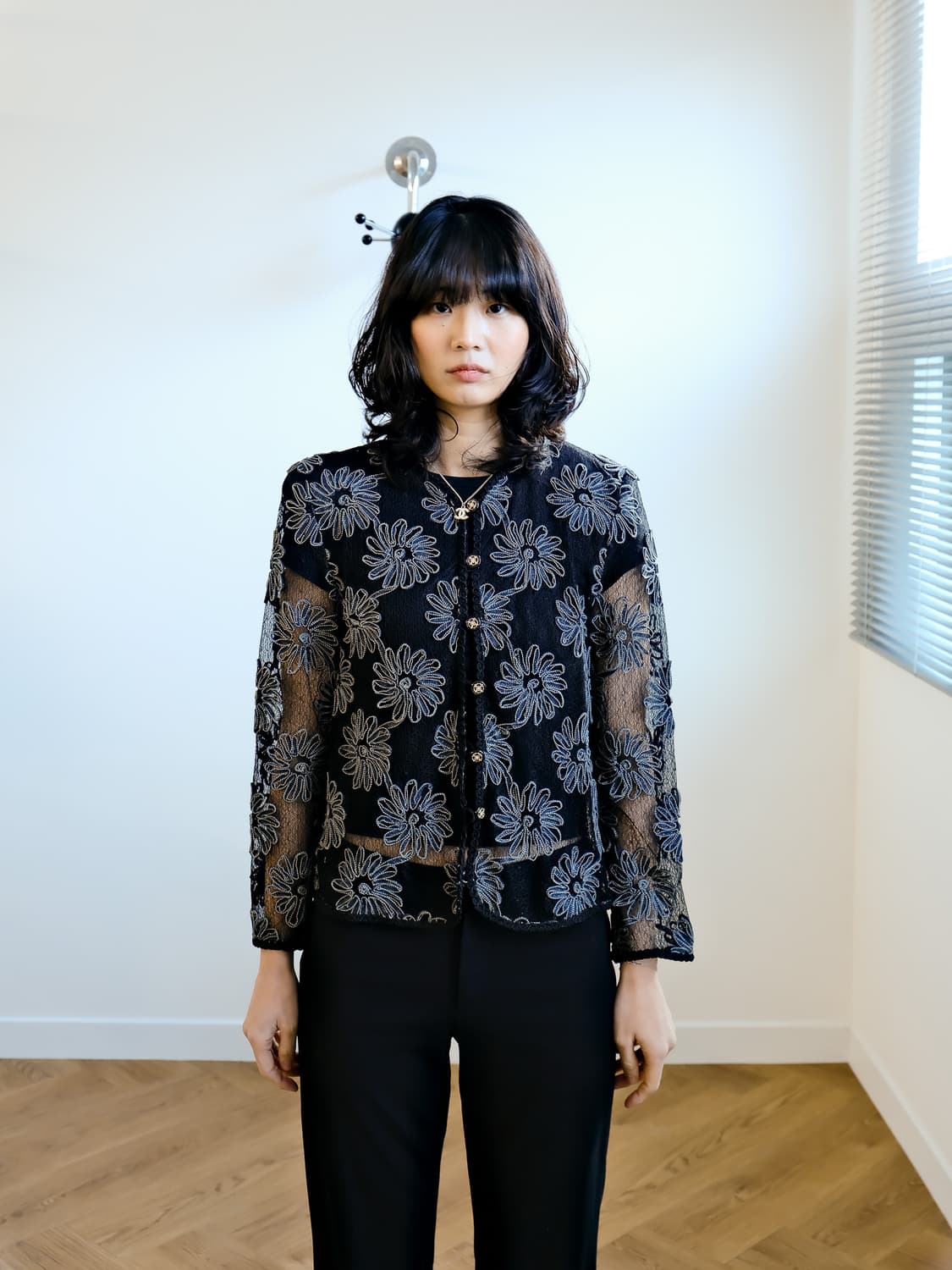 플로랄 패턴 시스루 시어 자켓 95  상품이미지2