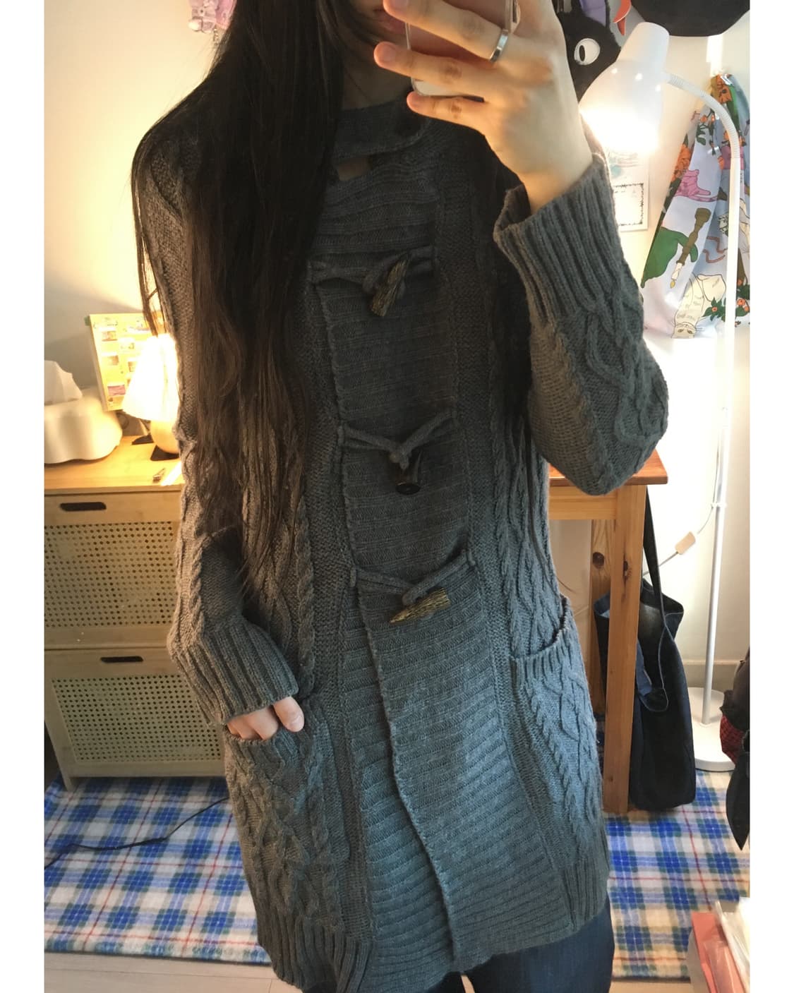 vintage toggle button cardigan gray 상품이미지2