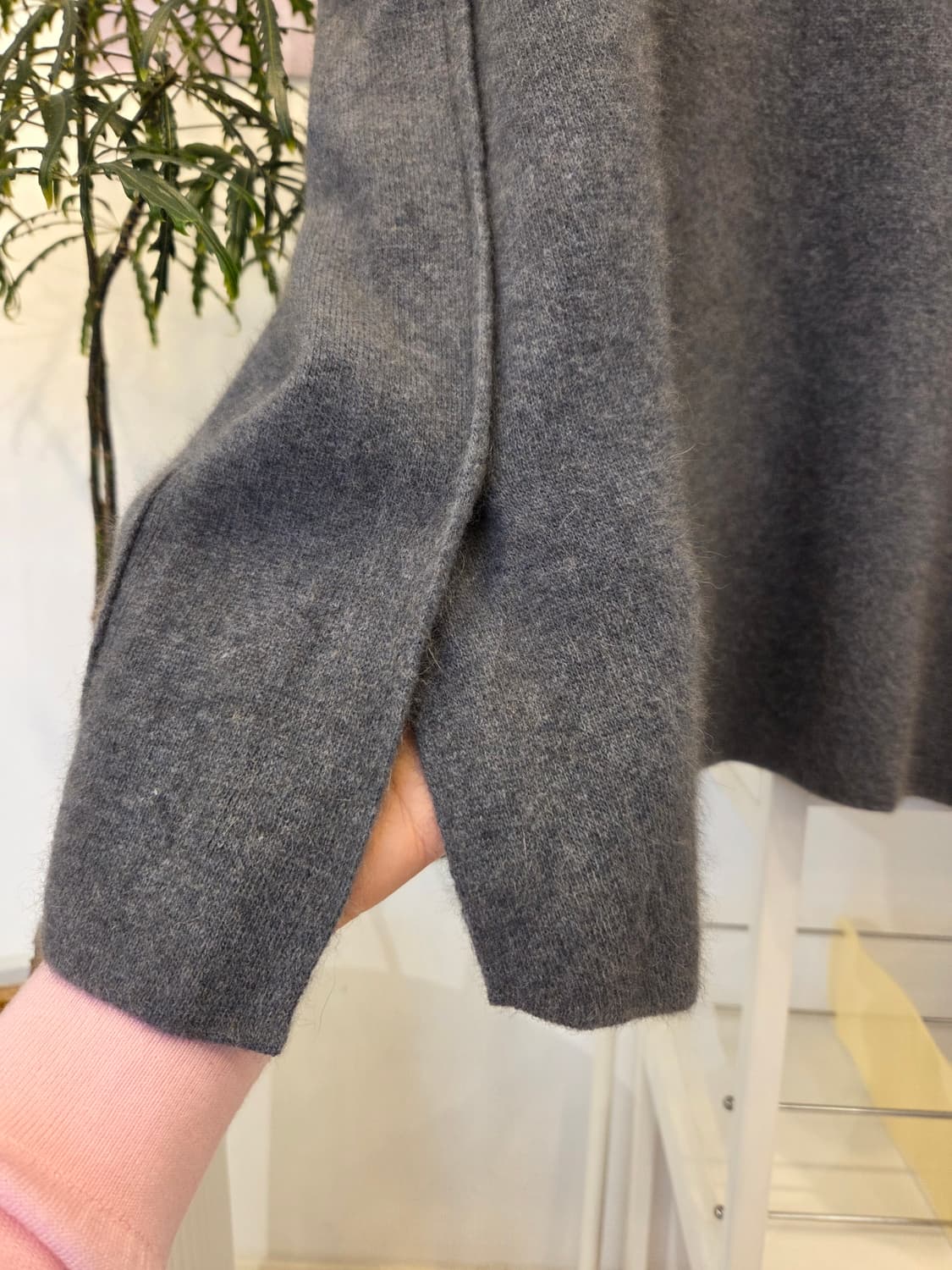 ST.JOHN 센존 라쿤 블렌딩 니트 후드 베스트 상품이미지6