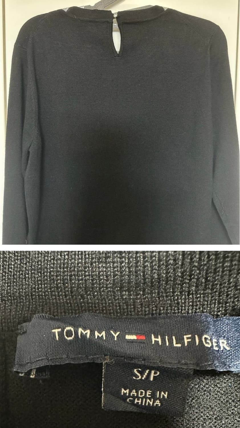 타미힐피거블랙 라운드넥 큐빅 포인트 니트 상품이미지4