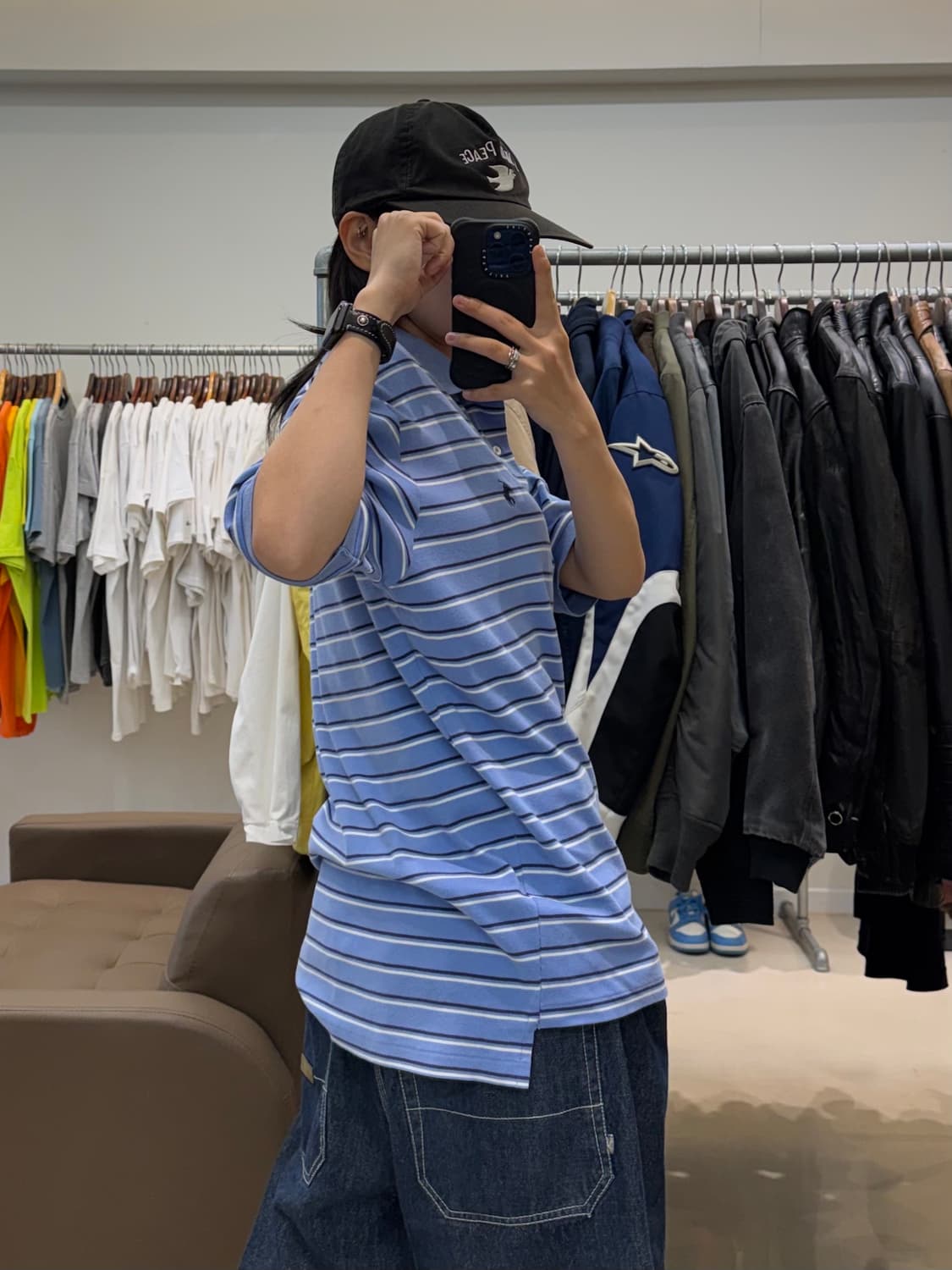 폴로 스트라이프 스카이블루 카라티 상품이미지6