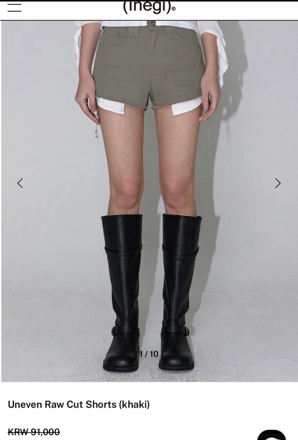 이네기 uneven raw cut shorts 상품이미지1