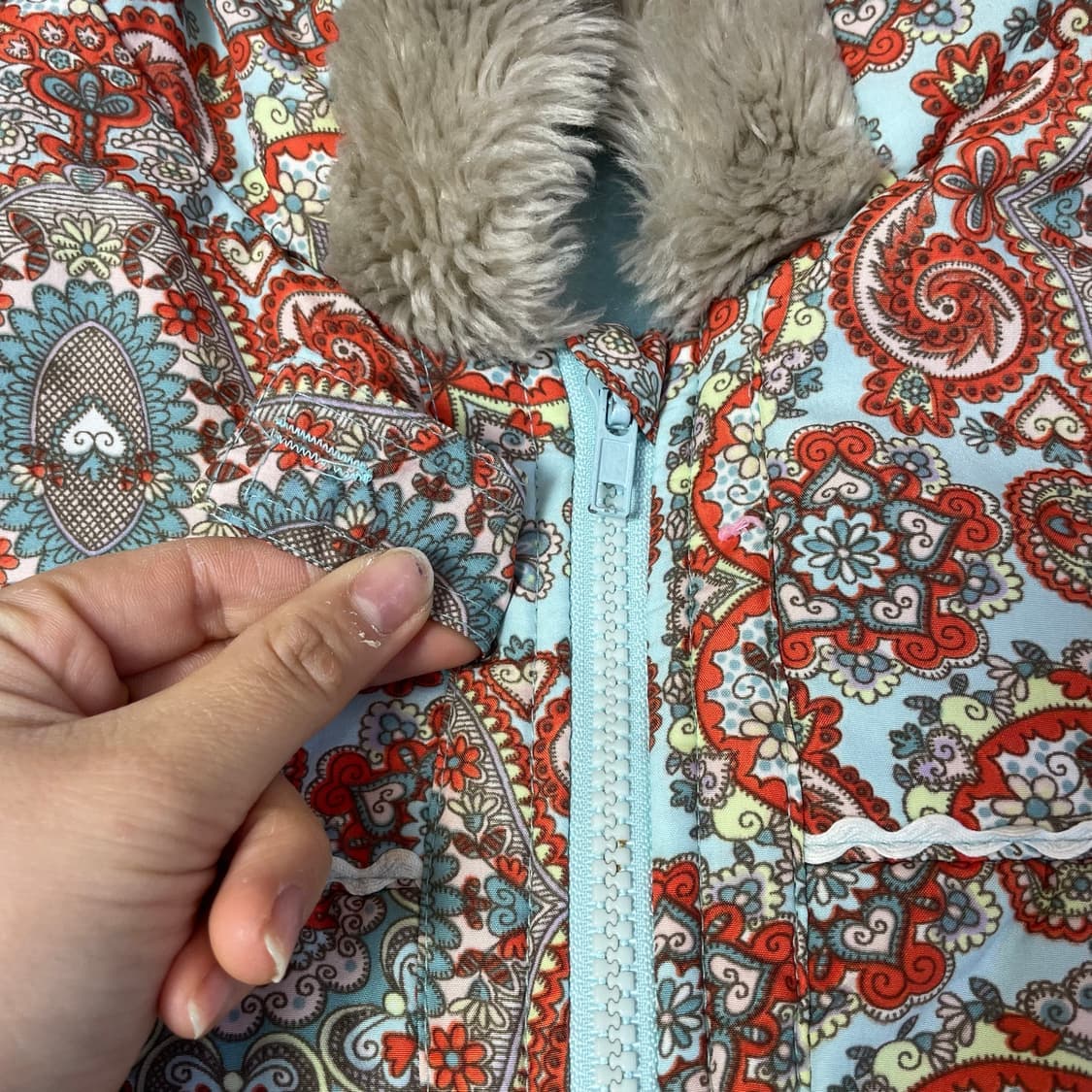빈티지 페이즐리 퍼 트리밍 패딩조끼 상품이미지6