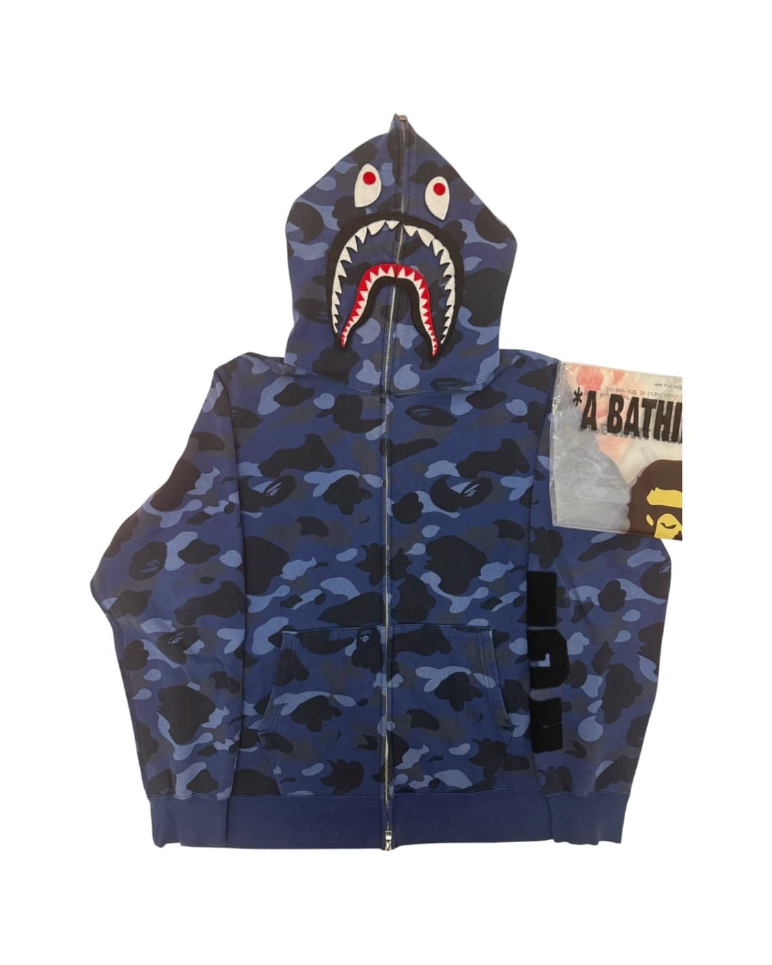 [ 2XL ] 베이프 샤크 후드집업 청계 (택 비닐백 보유) 상품이미지1