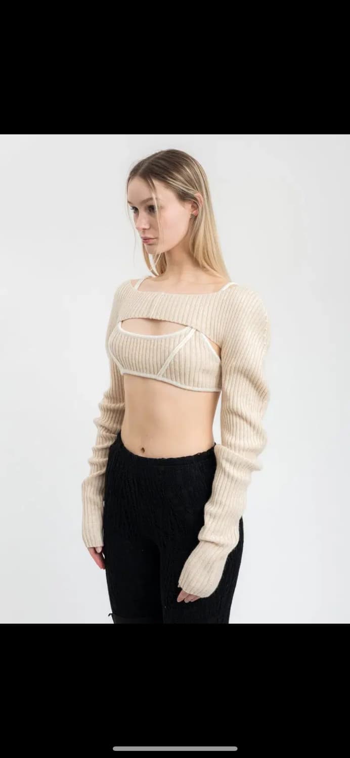 Guizio 아이보리 리브 니트 슈러그 / S 상품이미지3