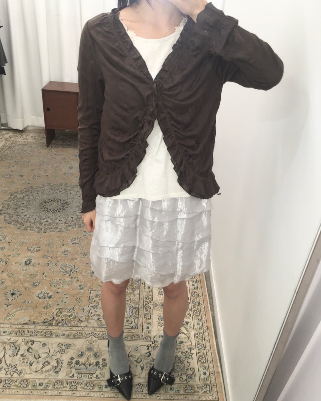 브라운 러플 가디건 상품이미지5