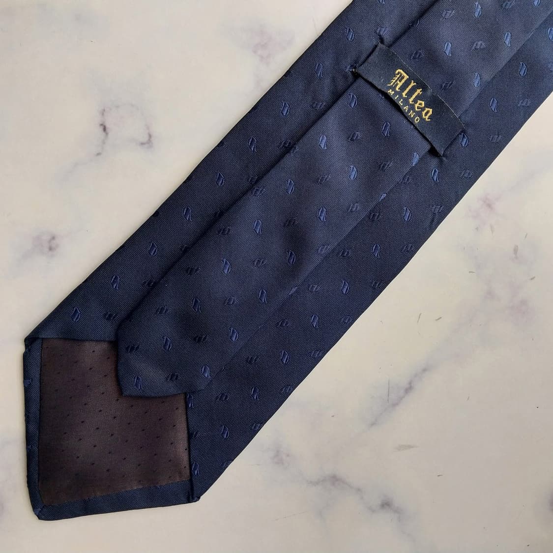 알테아 실크 네이비 자카드 패턴 넥타이 9cm A+등급 K2526 상품이미지8