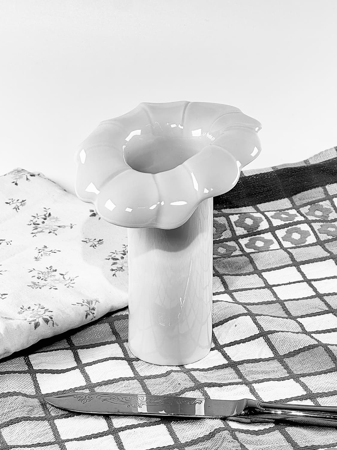 독일 빈티지 포셀린 화이트 플로랄 화병 상품이미지6