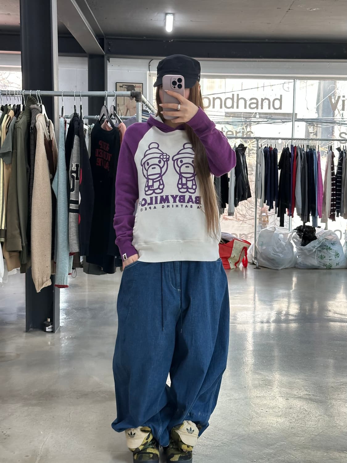 베이프 베이비마일로 레글런 후드티 상품이미지3