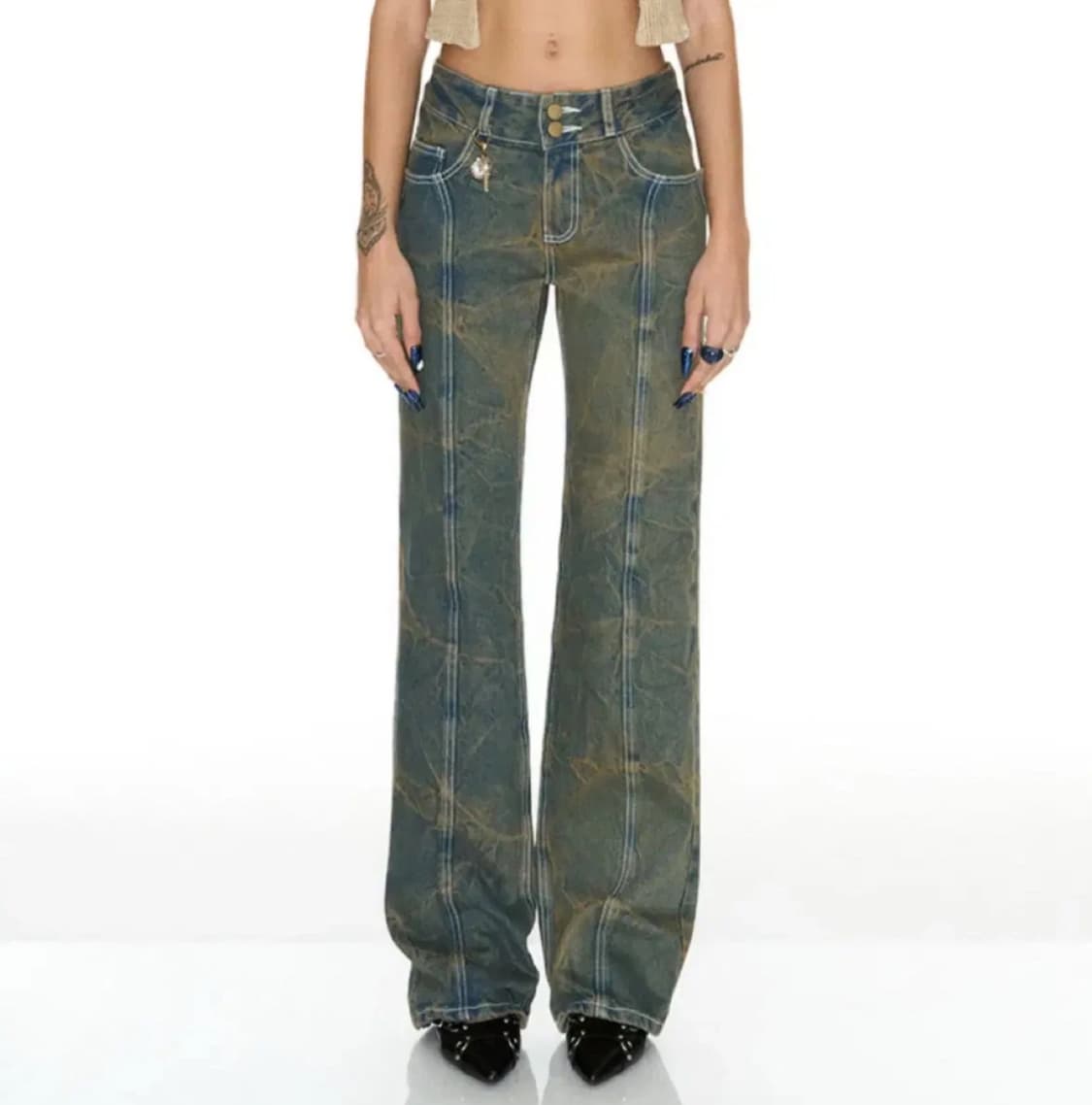 쎄쎄쎄 웨이브 스트레이트 청바지 S 상품이미지1