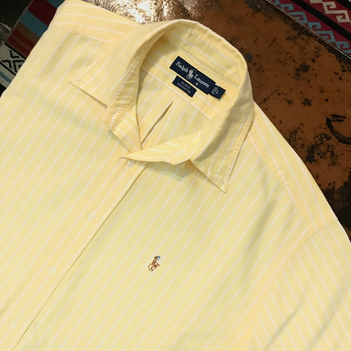 폴로랄프로렌 라이트 옐로 스트라이프 반팔 옥스포드 셔츠 남성 110 상품이미지3