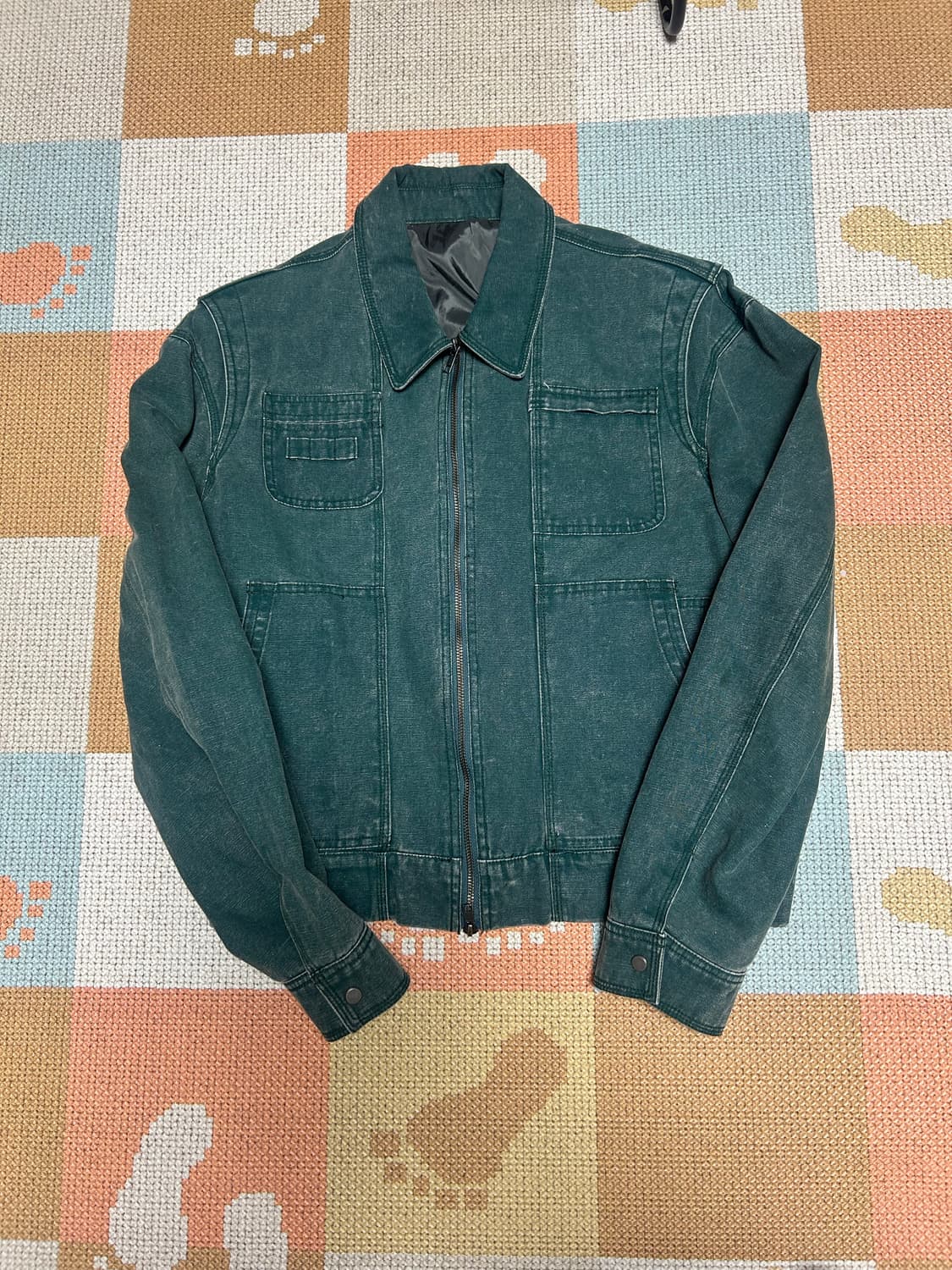 (44)워크샵 캔버스 코튼 블루종 자켓 에버 그린 상품이미지1