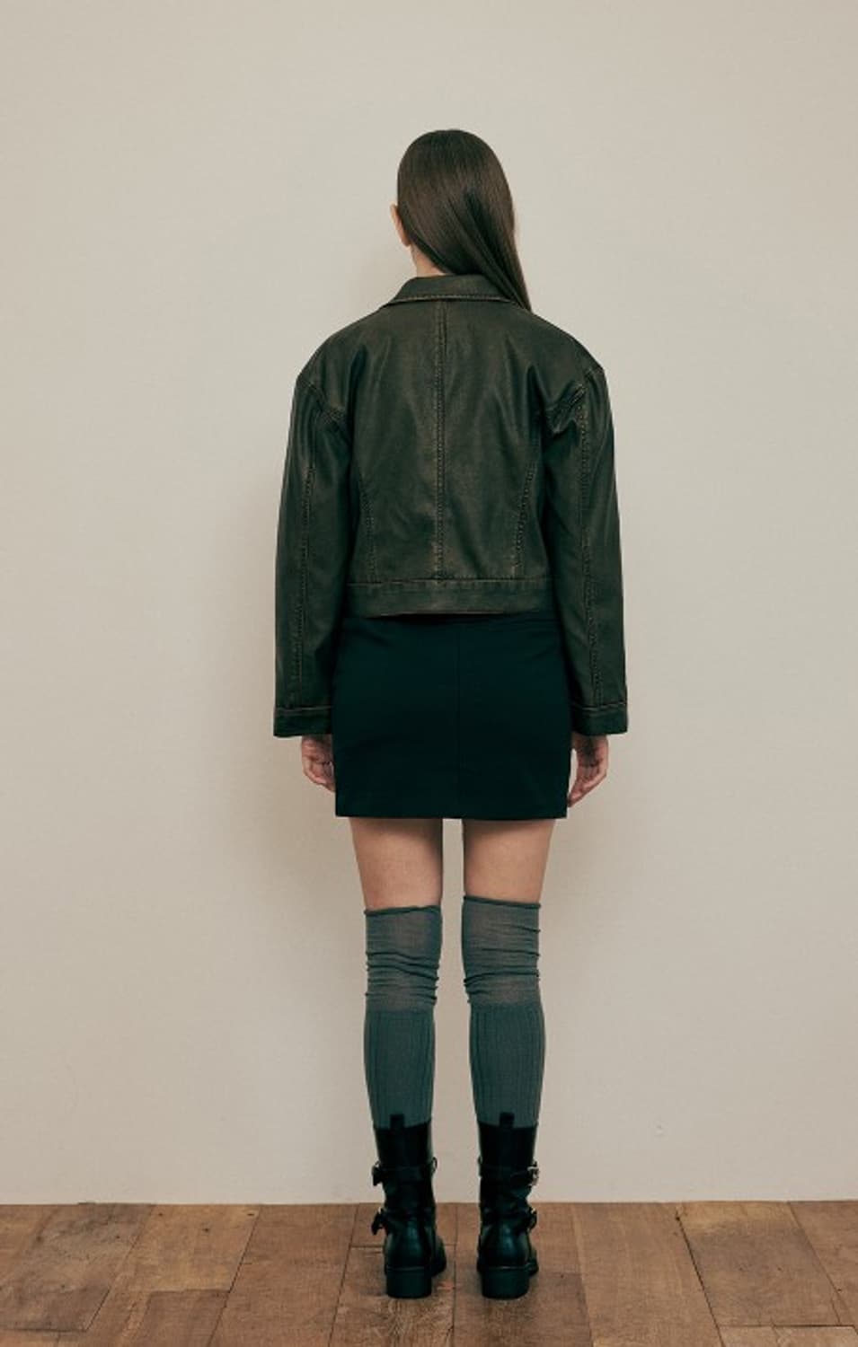 뮤추얼 MUTUAL 크롭 투웨이 스티치 가죽 자켓 PN5539 상품이미지6