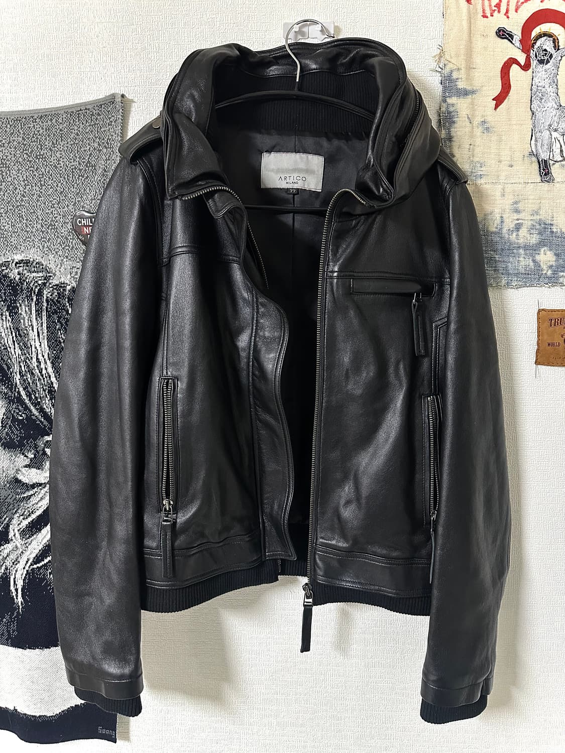 이탈리안 램스킨 보노타입 크롭 레더자켓 상품이미지2