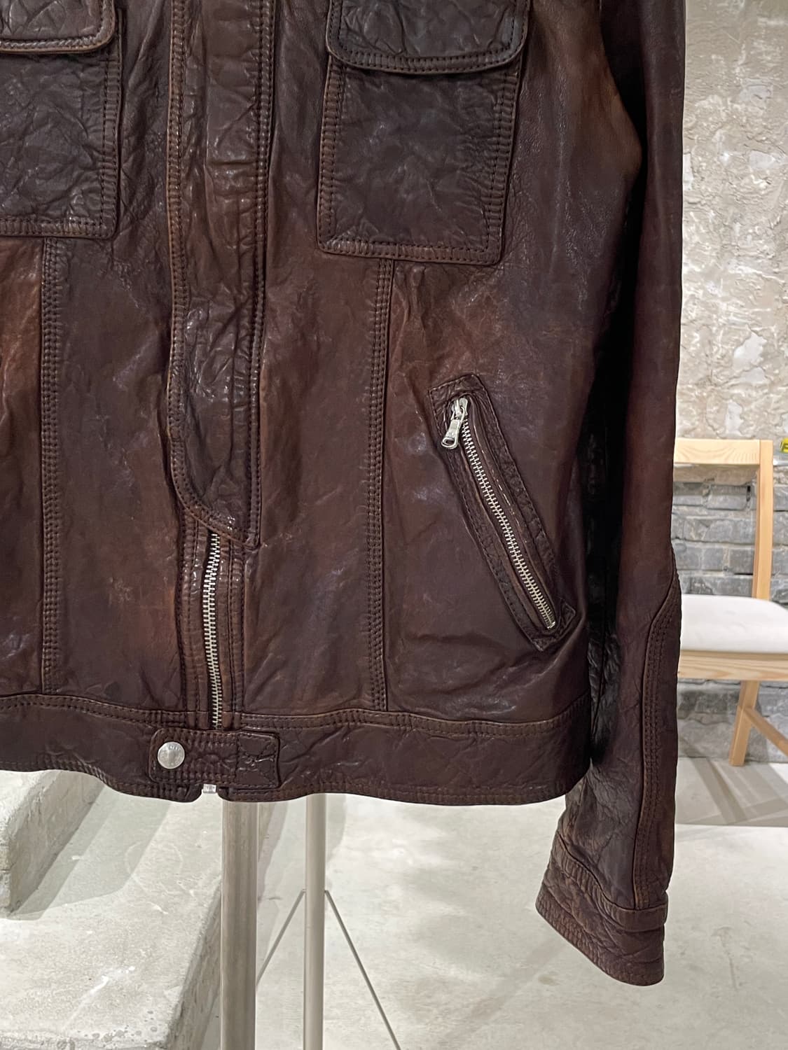 돌체 앤 가바나 브라운 글로시 아넬로 램 레더 자켓 상품이미지5