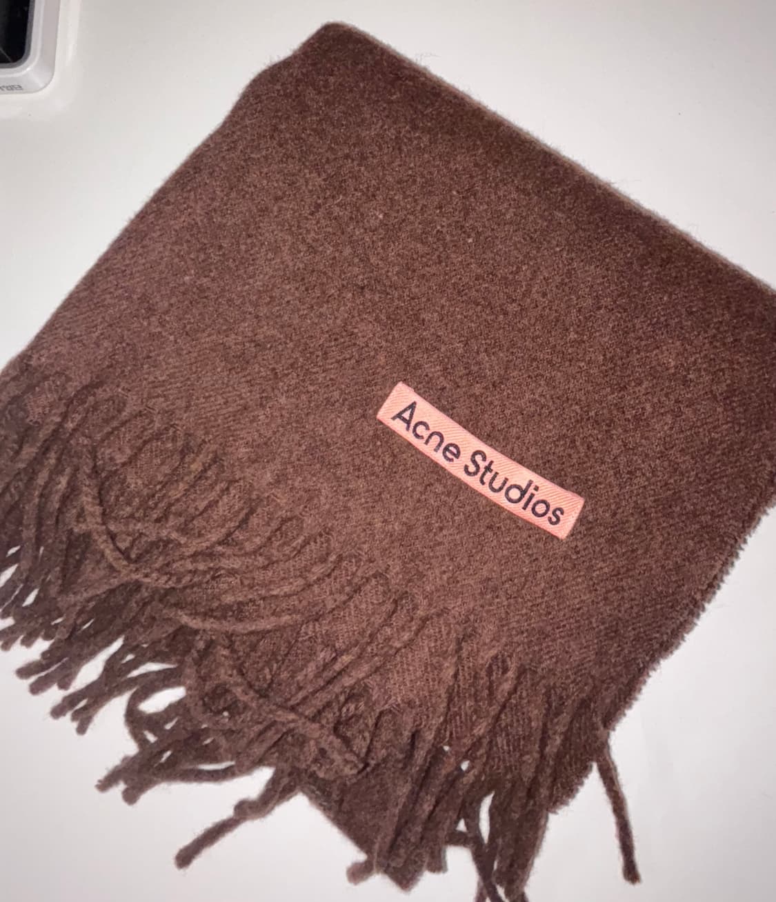 아크네 스튜디오 머플러 브라운 프린지 울 스카프 슬림 상품이미지1