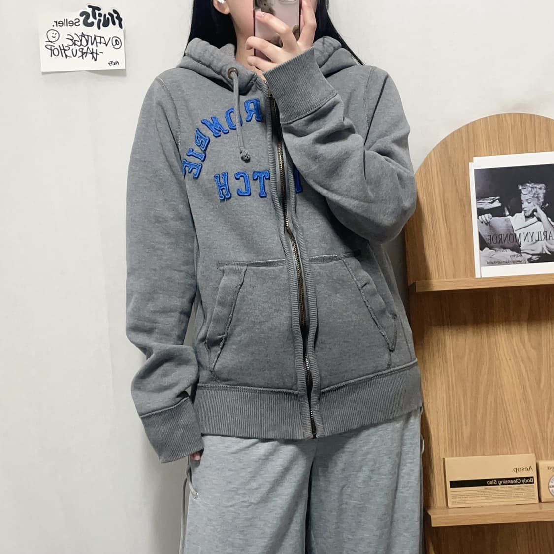 [정품] 아베크롬비 그레이 블루로고 기모 후집 [ M ] 상품이미지3