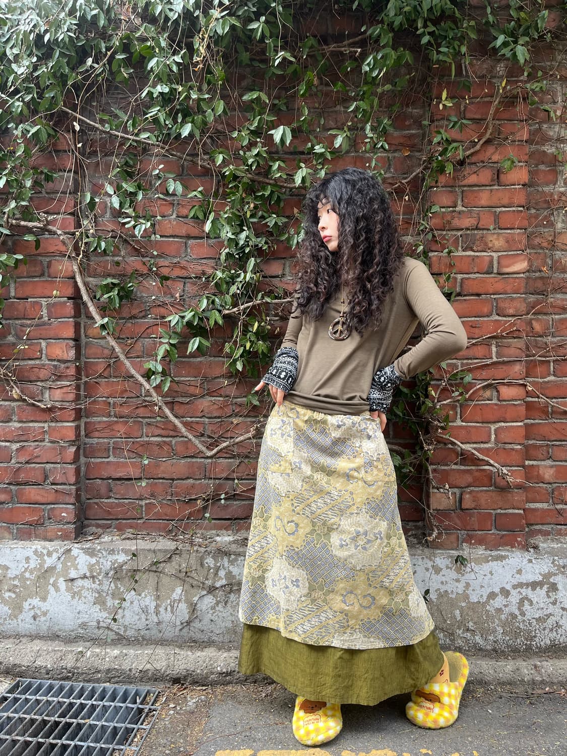 에스닉 패턴 랩 레이어드 롱 스커트 상품이미지1