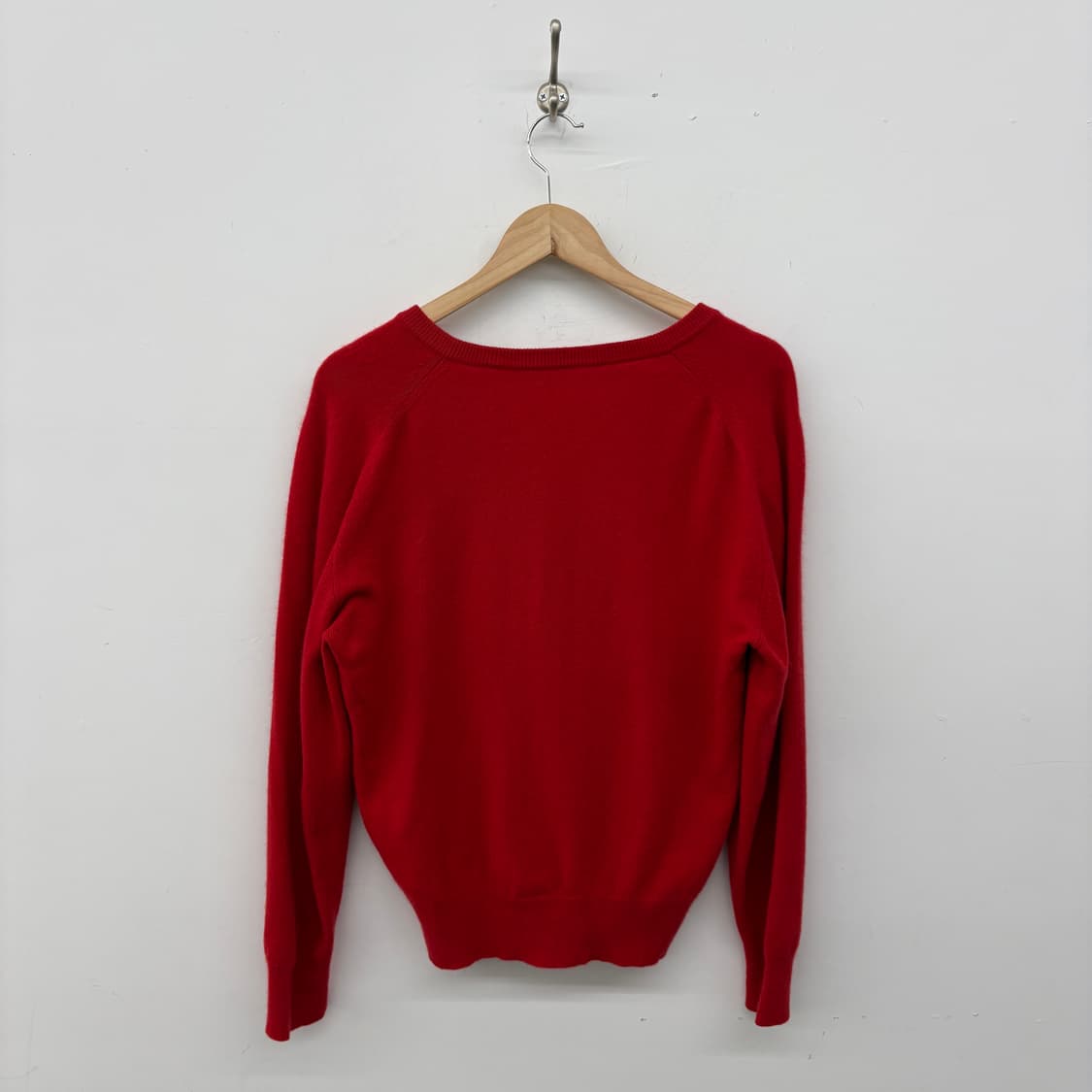 캐시미어 100% 레드 브이넥 니트 여성 L 상품이미지3
