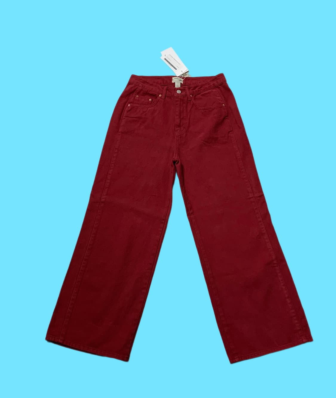 오버듀플레어 코튼와이드데님 레드 1size (새상품) 상품이미지3
