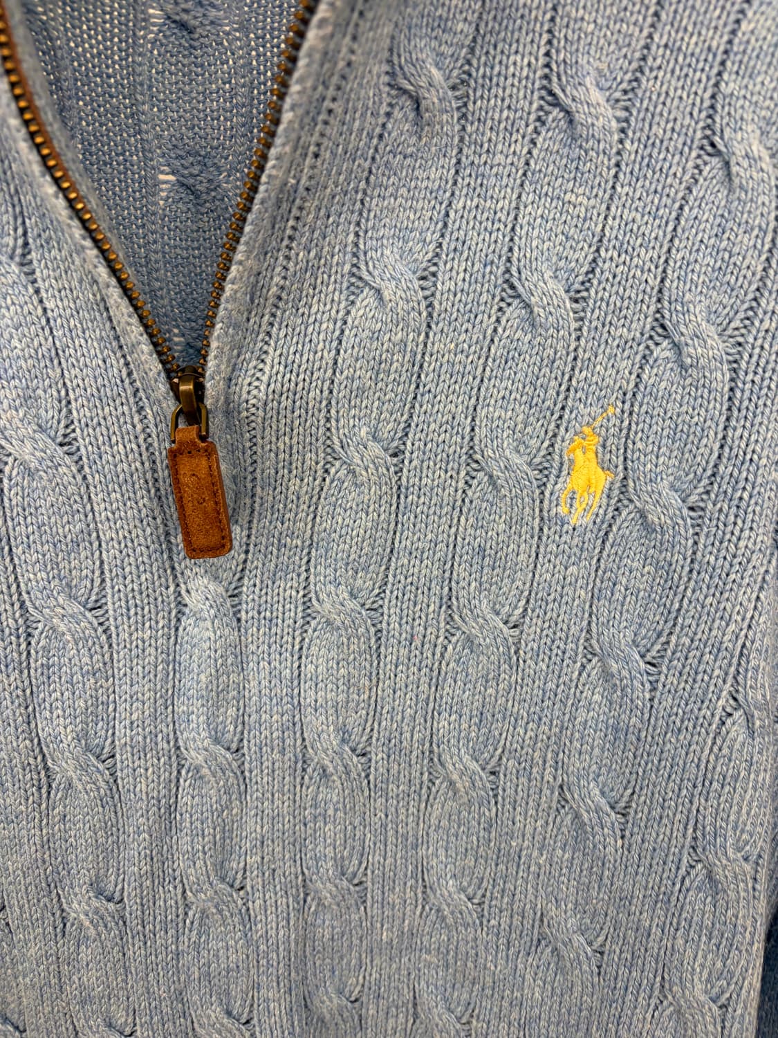 [S] 폴로 랄프로렌 케이블 반집업 니트 스웨터 하늘색 상품이미지3