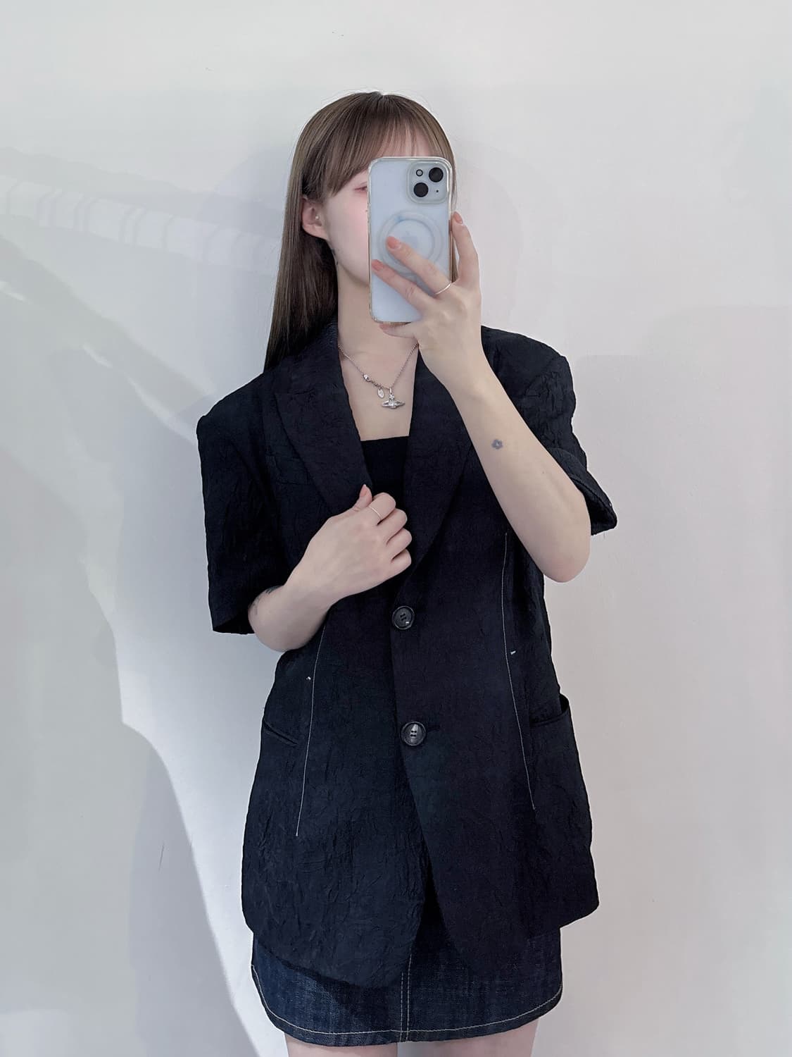 앤더슨벨 블랙 반팔 자켓 상품이미지2