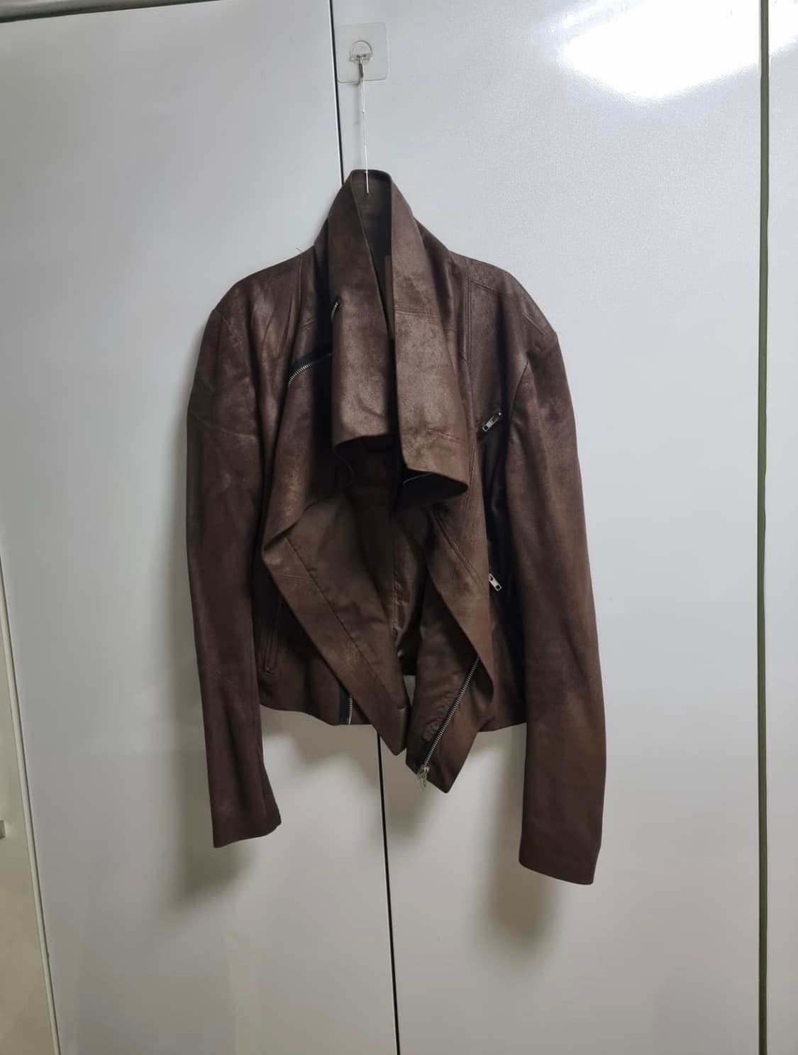 다크브라운 스웨이드 그런지 하이넥 자켓 릭오웬스 느낌 상품이미지3