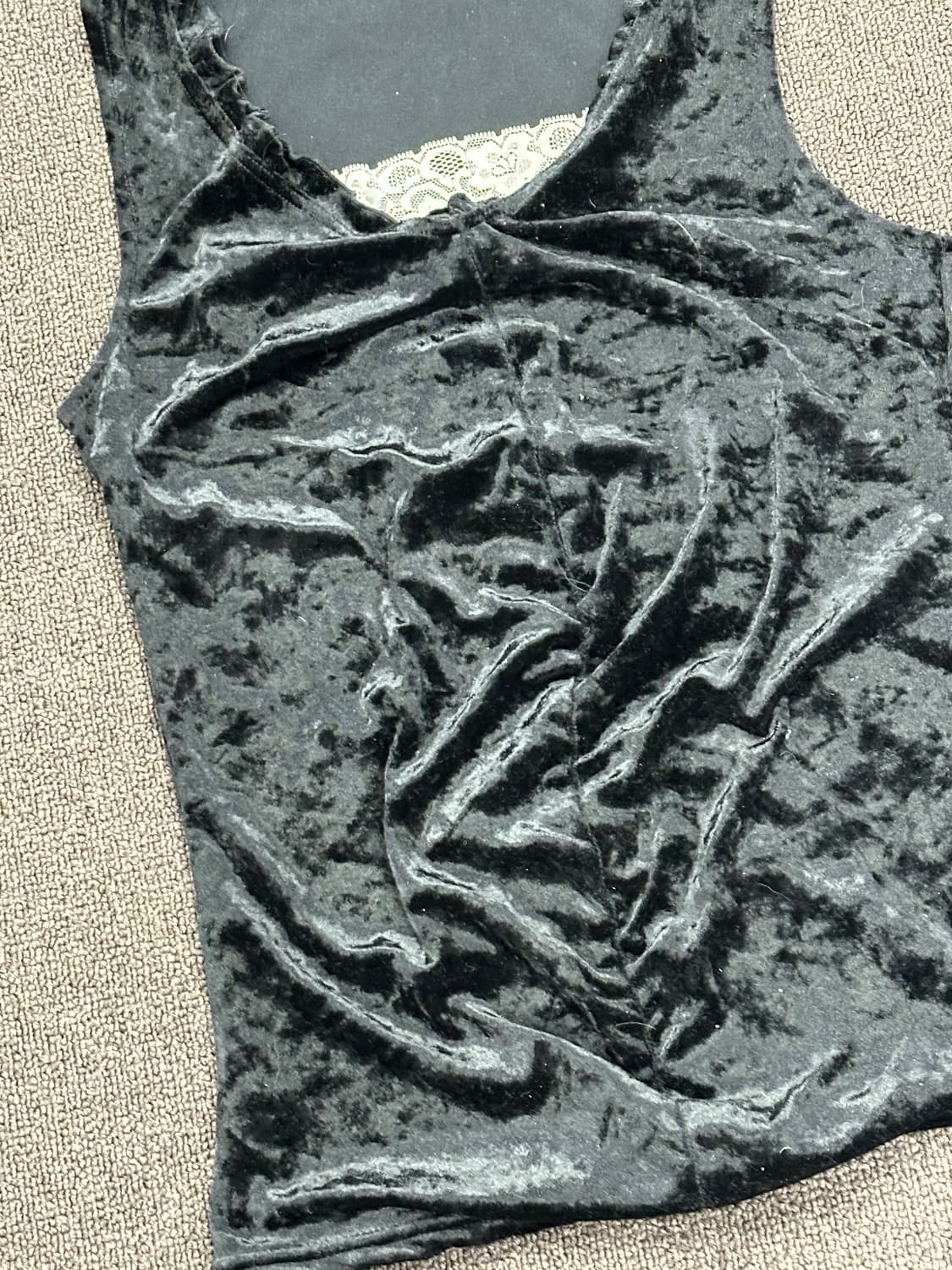 L)Japanese vintage 여성 벨벳 프릴 나시 상품이미지3