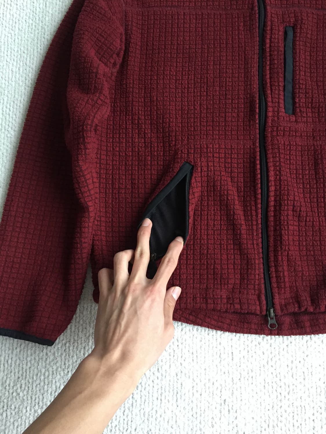 LLbean 미제 버건디 투웨이 집업 플리스 상품이미지5