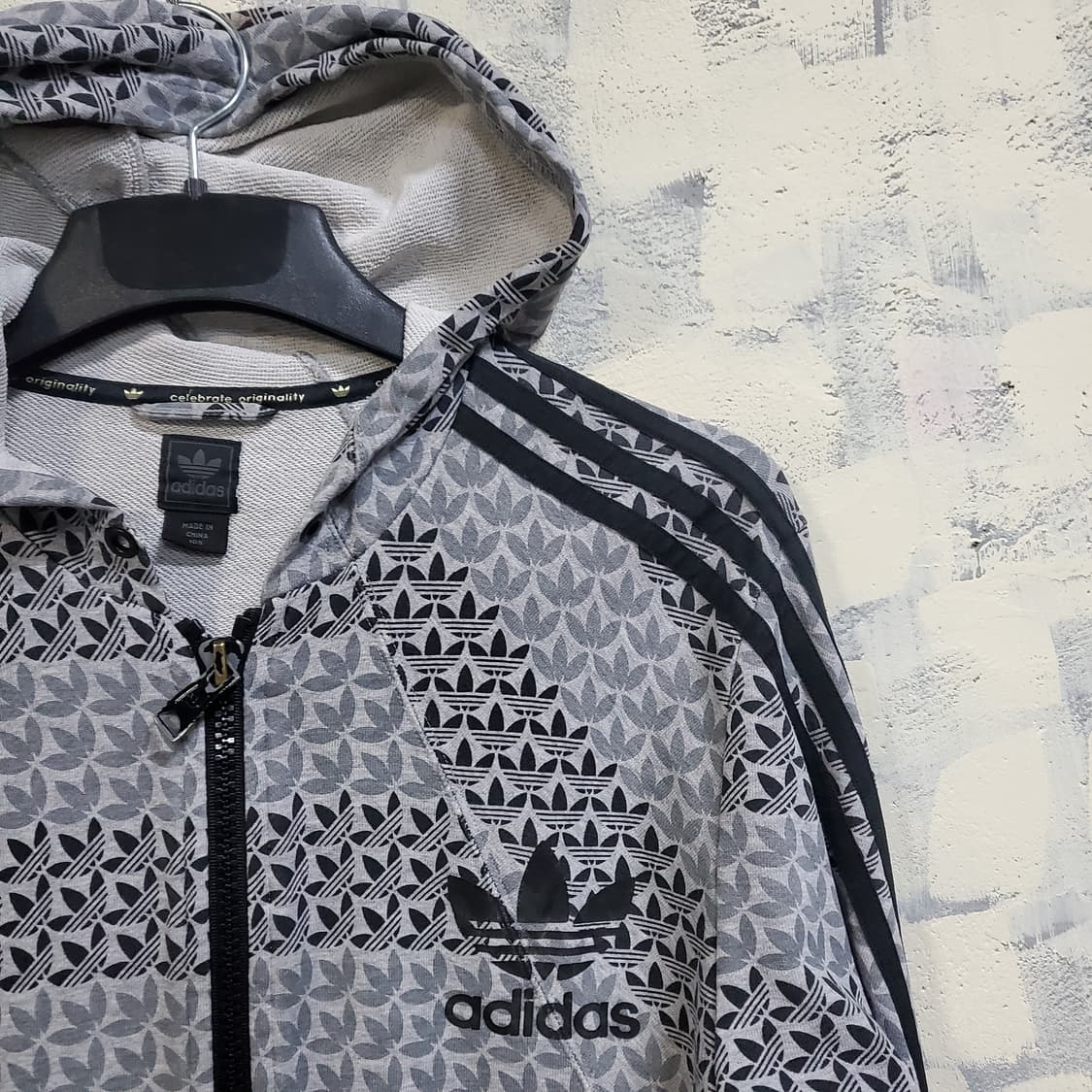 아디다스 트레포일 패턴 후드집업 그레이  상품이미지3