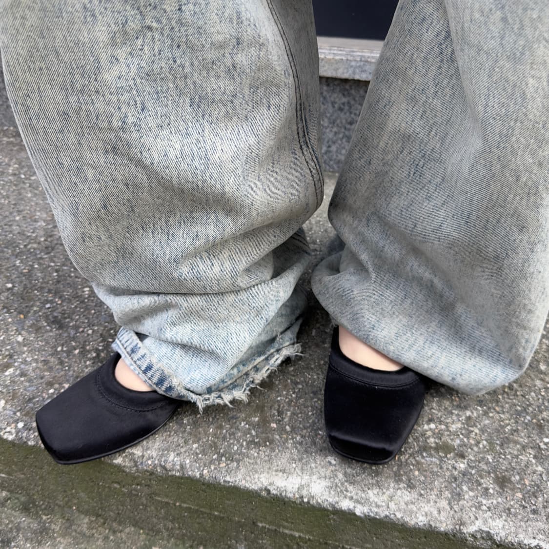 블랙 새틴 질 샌더 발레 플랫 상품이미지1