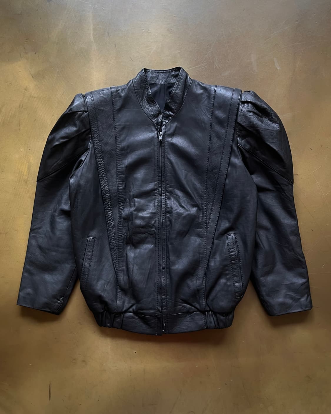 1980-90s Power Shoulder Leather Jacket 상품이미지4
