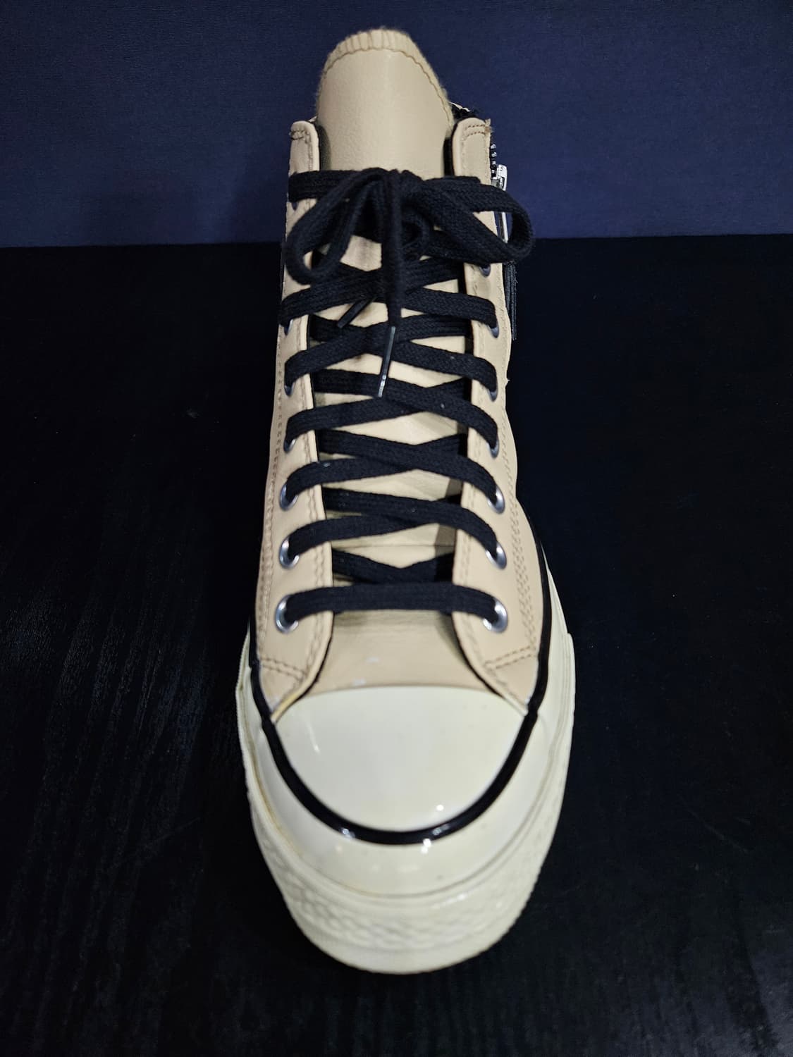 컨버스 척테일러 베이지 남성 255 집업 가죽 하이탑  상품이미지5