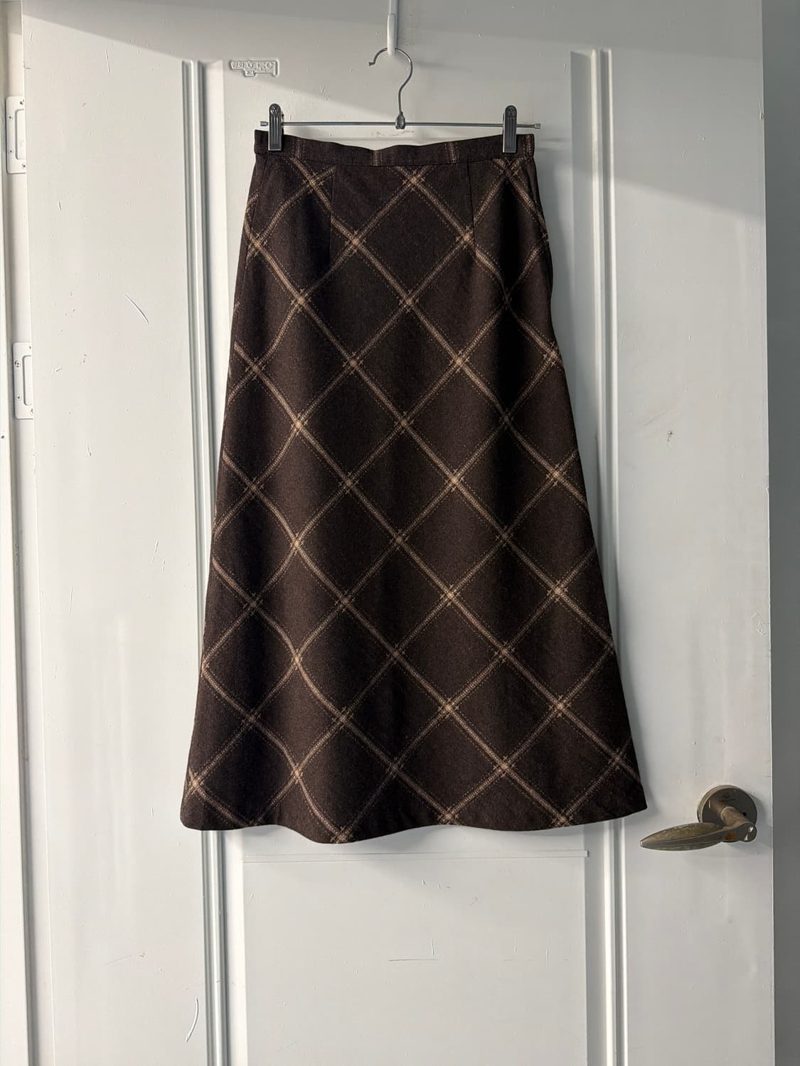 일본빈티지 브라운 체크 롱스커트 상품이미지6