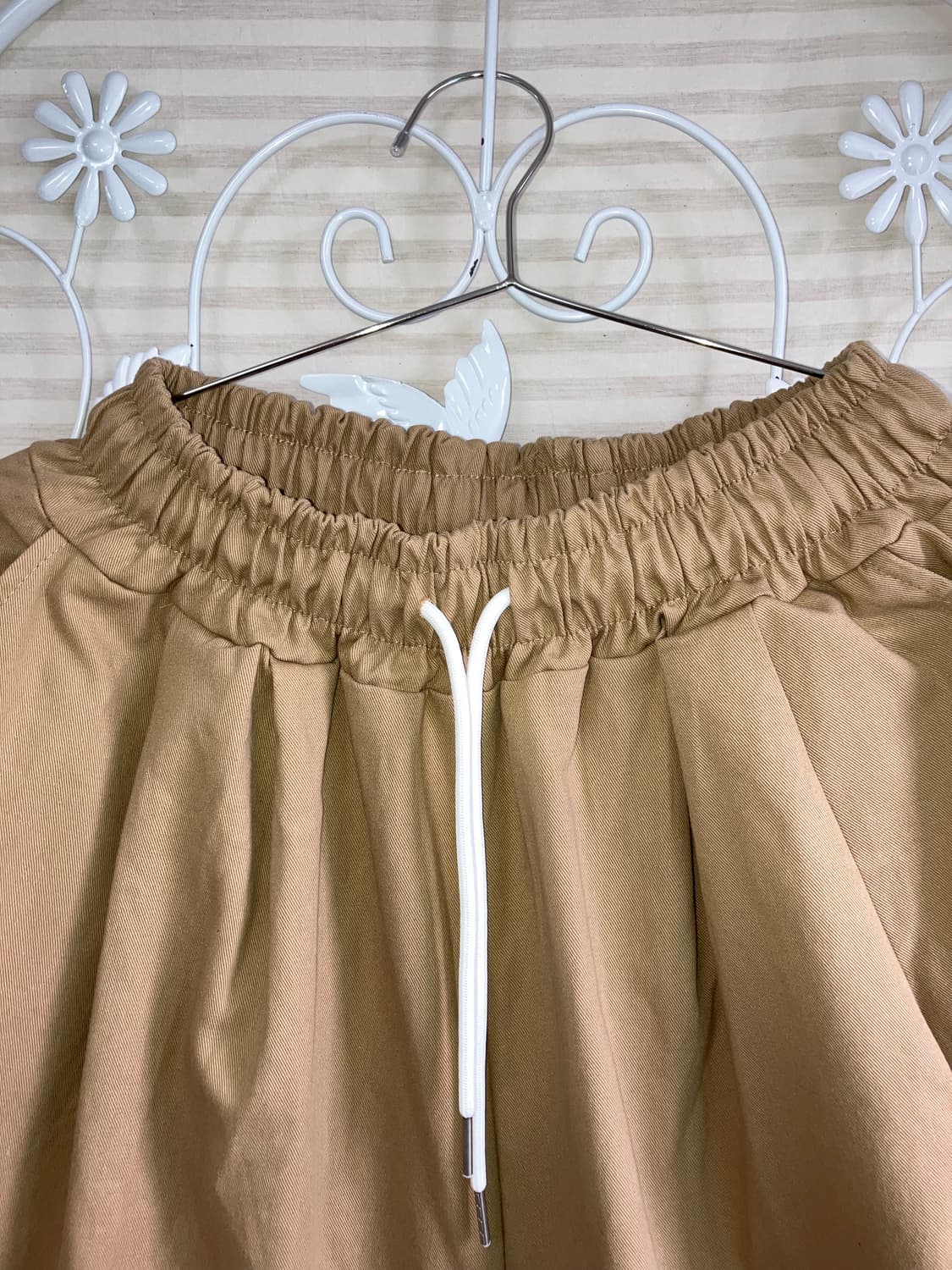 빈티지 베이지 밴딩 반바지 y2k 스트릿 갸루 펑키497    상품이미지2