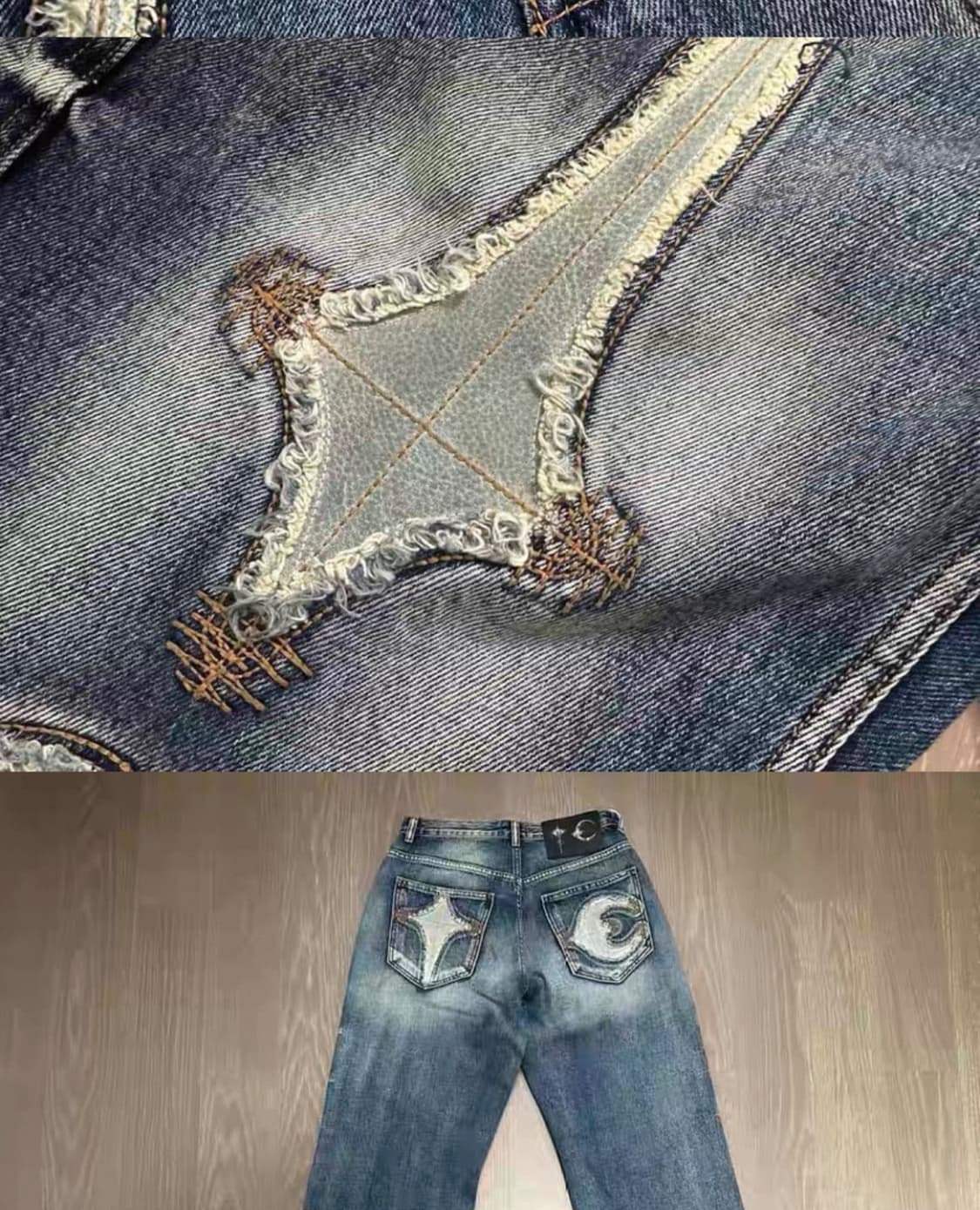 THUG CLUB 떠그클럽 본 레더 데님 팬츠 상품이미지2