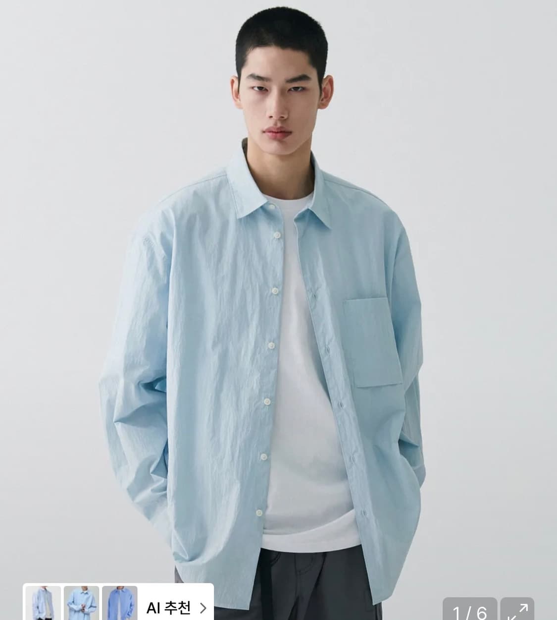 [M] 무신사 스탠다드 시티레저 CN 오버사이즈 셔츠 블루 상품이미지1