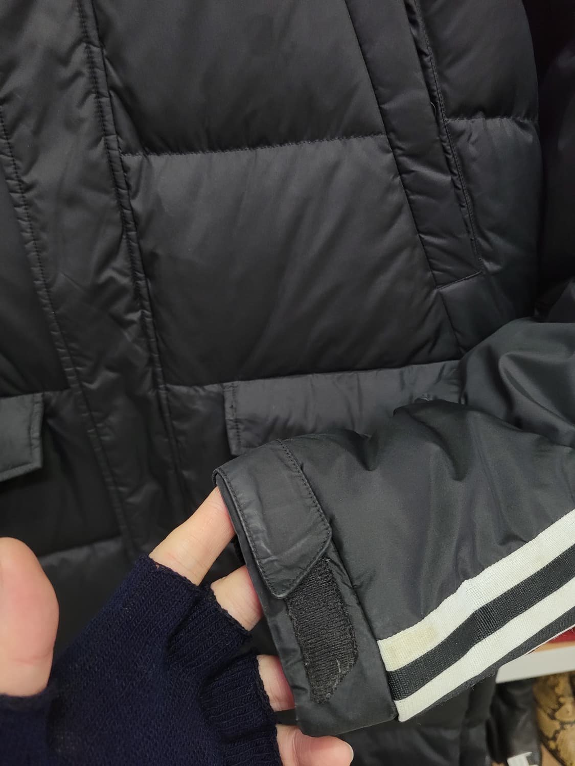 Adidas 아디다스 삼선 블랙 롱패딩 (오리털) 상품이미지3