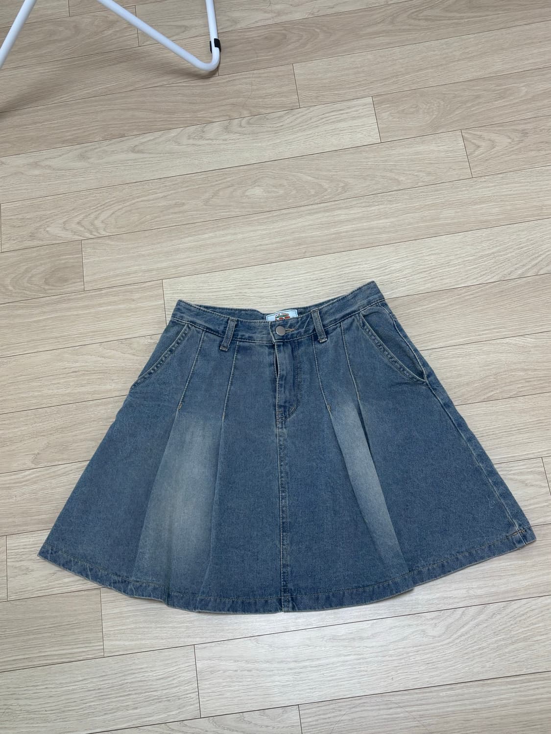 Ootj 데님 플리츠 미디 스커트  상품이미지1