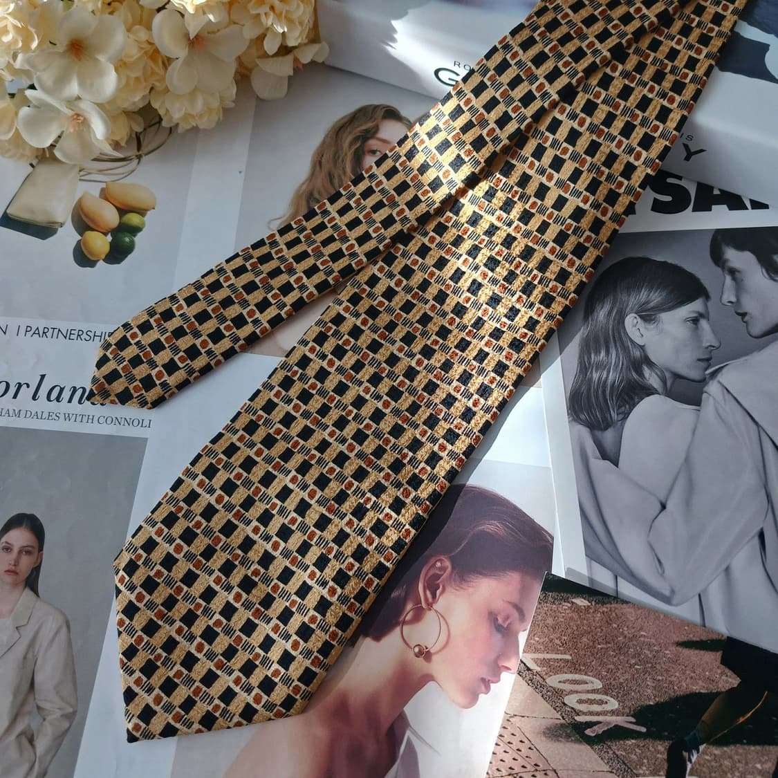 지방시 실크 브라운 패턴 넥타이 9.9cm A등급 A19272
 상품이미지3