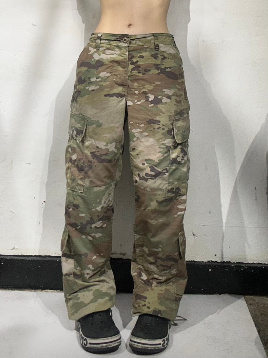 빈티지 카키 밀리터리 카모 미군 군복 와이드 카고 팬츠  상품이미지2