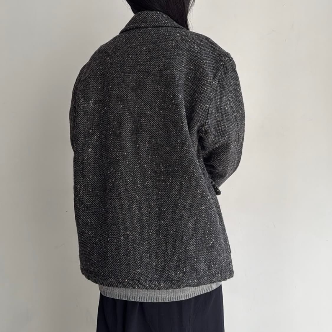 헤링본 울 아우터 차콜(M) 상품이미지3