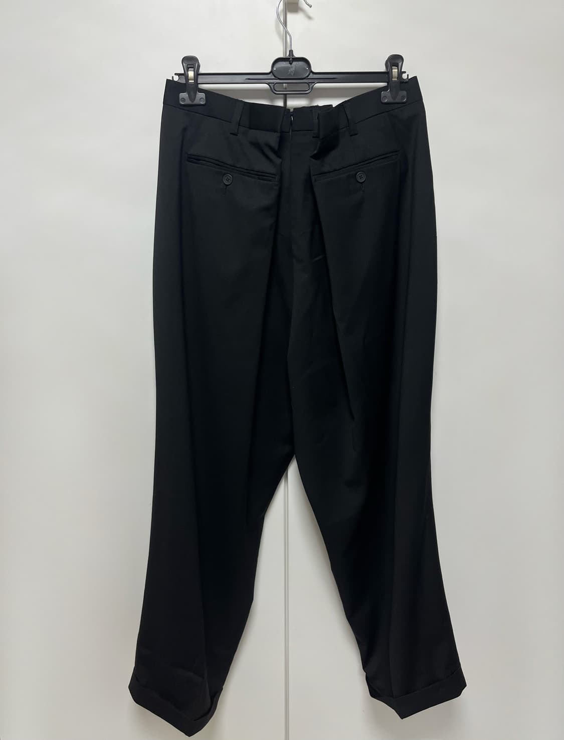 [M]호다코바 더블 백 와이드 팬츠/블랙 상품이미지2