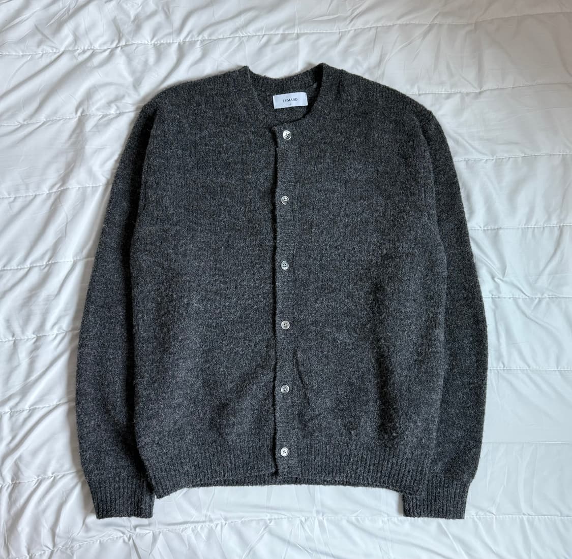 르마드 울 오버핏 라운드 가디건 -차콜 상품이미지3