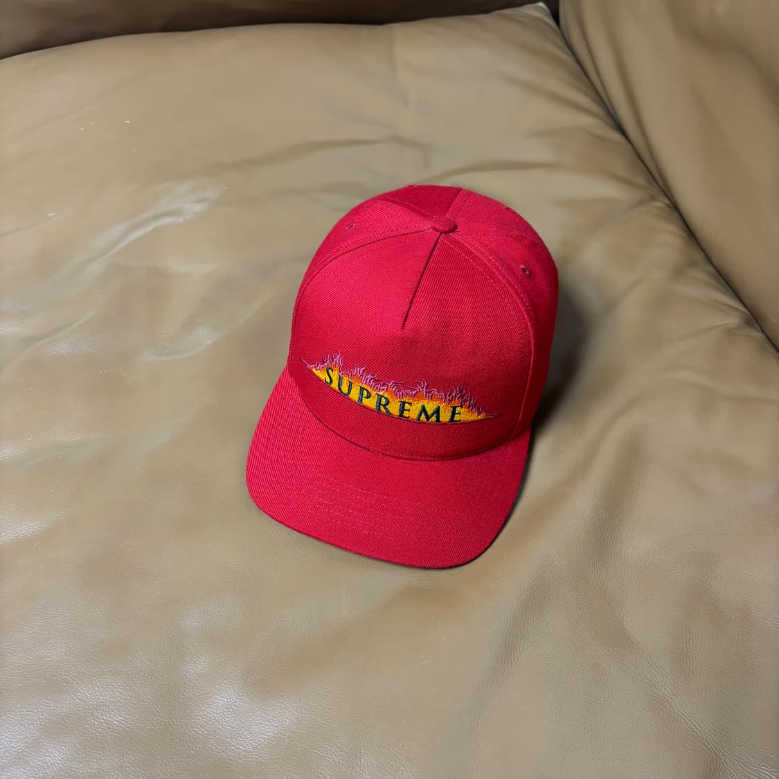 Supreme 슈프림 아마겟돈 플레임 로고 레드 6패널 볼캡 모자 Red 상품이미지1