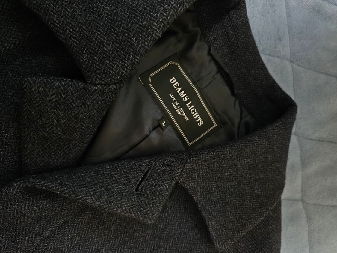 BEAMS(빔즈) 울 해링본 발마칸 코트 다크네이비 상품이미지2