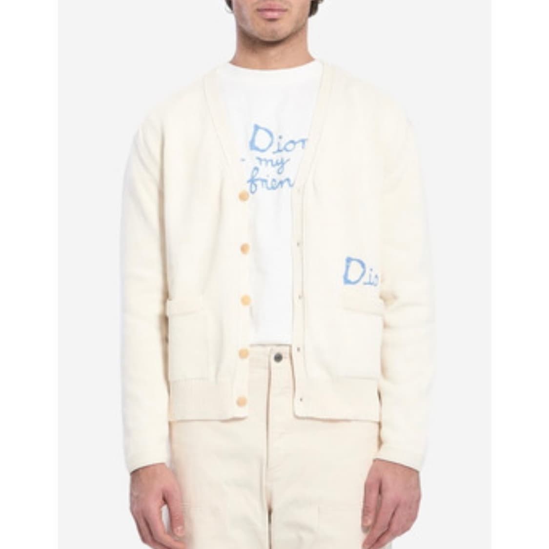 [S+급/M] 디올 X 힐튼 넬 코튼 자수 블렌드 가디건 화이트 상품이미지8