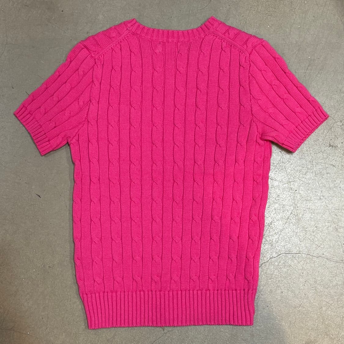 S 폴로랄프로렌 여성용 핑크 케이블 반팔 니트  상품이미지3