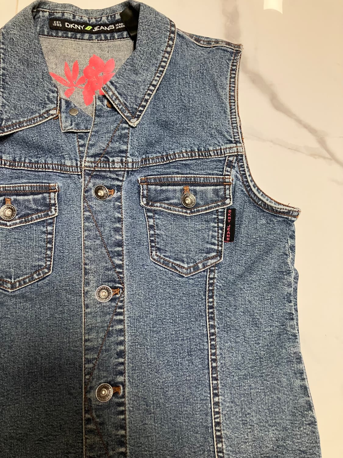 90s 빈티지 데님 베스트 청조끼 버튼업 프렌즈 레이첼그린 상품이미지3