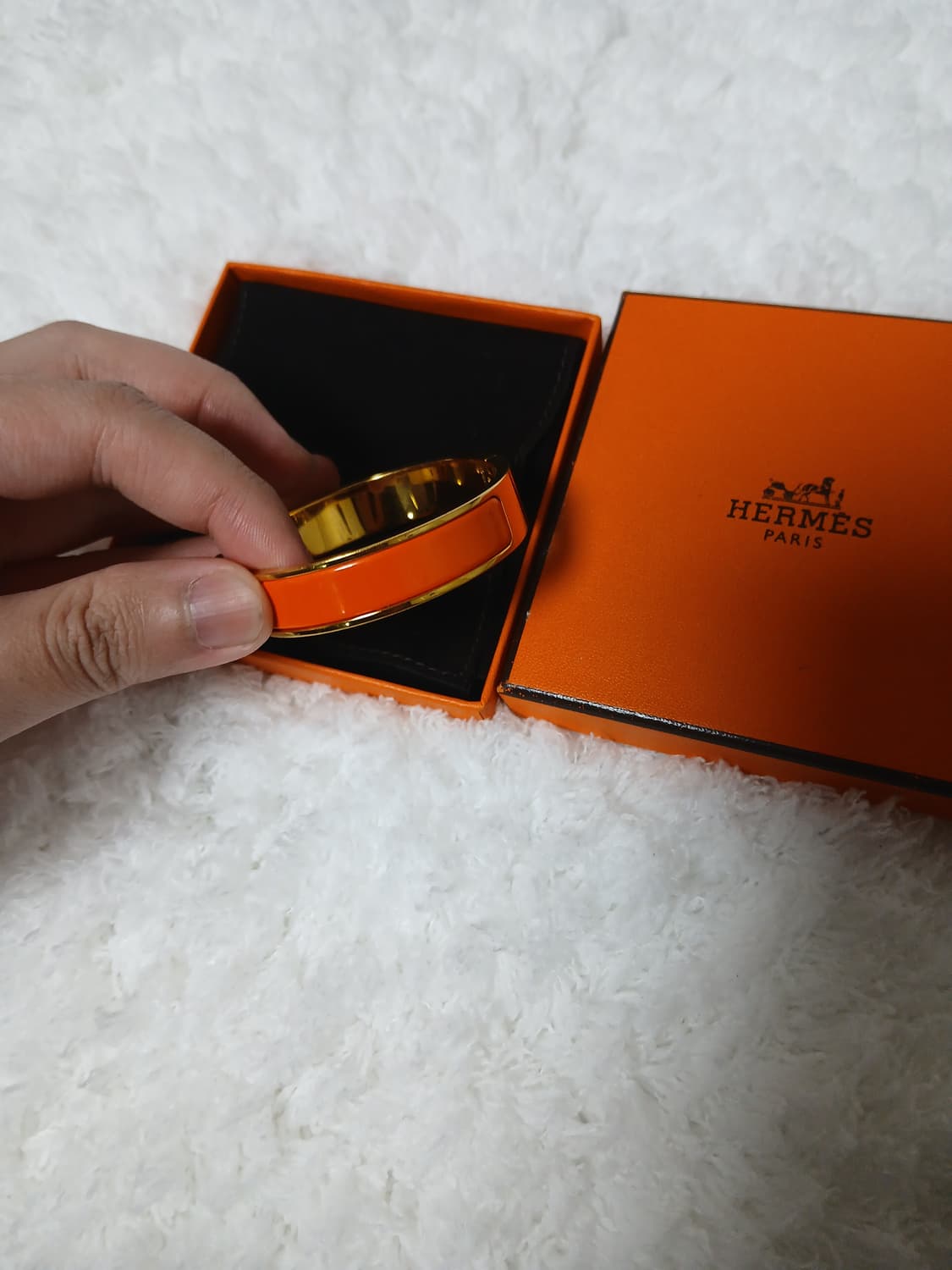 에르메스 클릭아슈 팔찌 PM 오렌지 금장 색상 상품이미지5